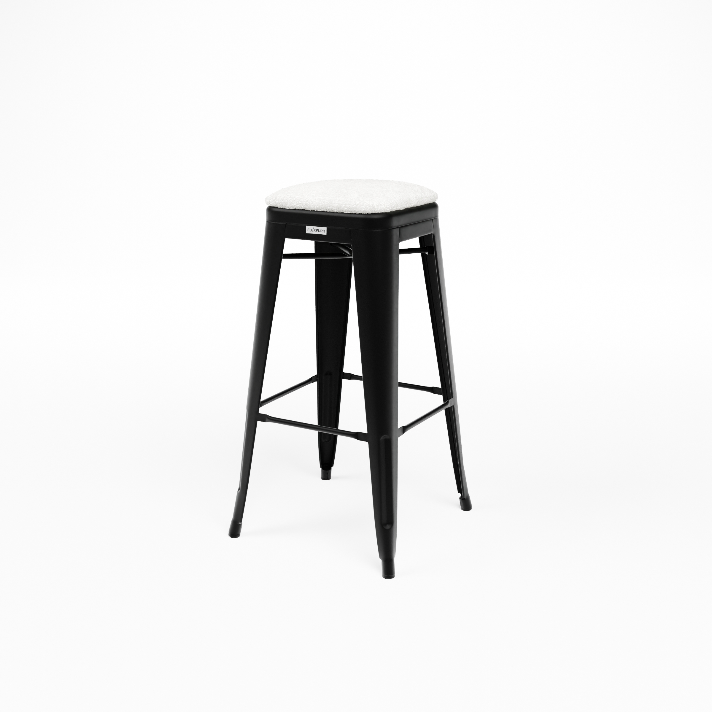 Steel velour bar stool with seat cushion